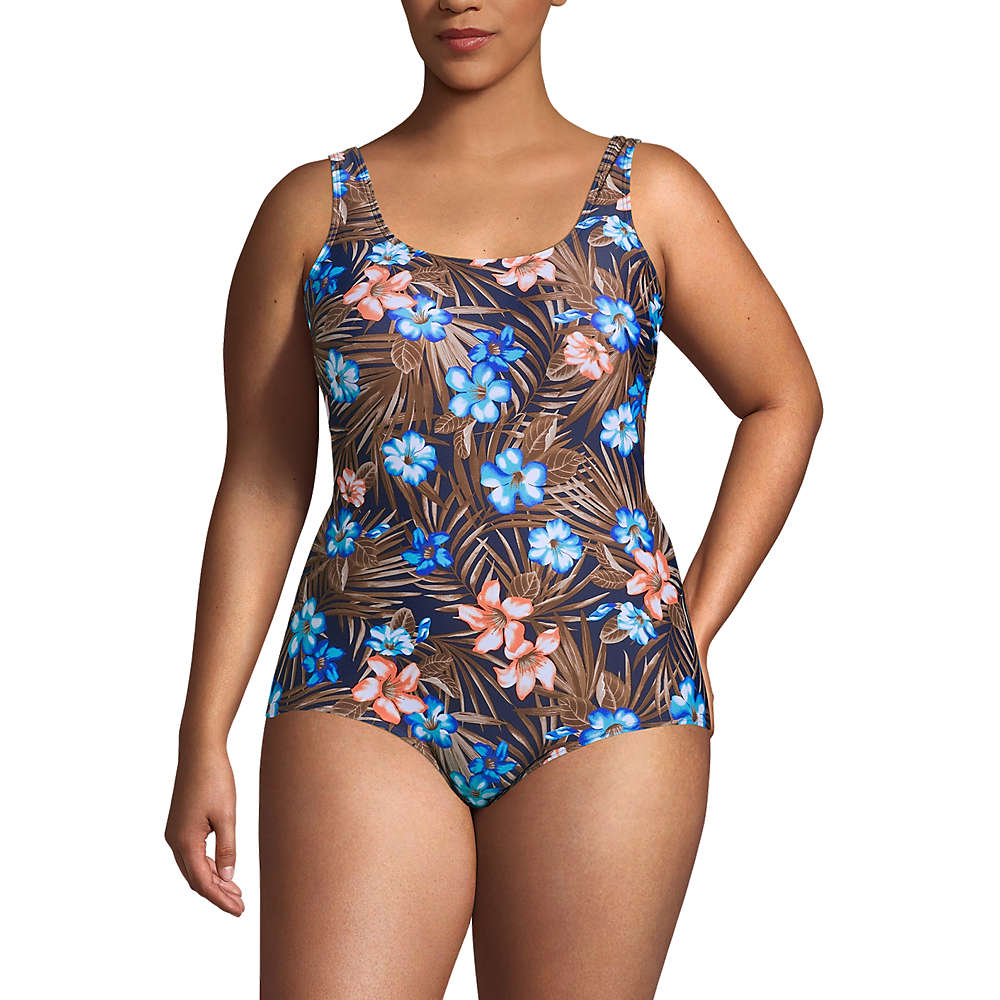 Women's Plus Size Chlorine Resistant Tugless One Piece Swimsuit Soft Cup, Front