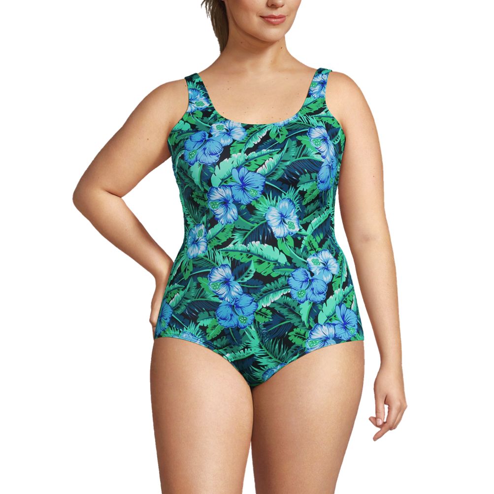 Plus Size Lands' End Carmela SlenderSuit G-Cup Print One-Piece