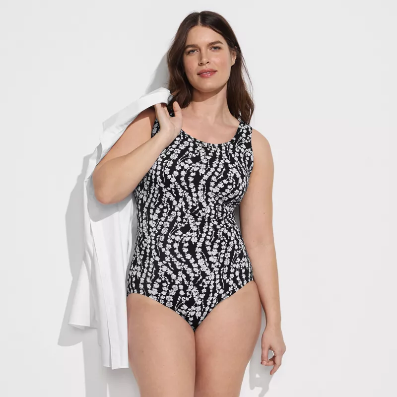 Women's Plus Size Tugless Low Leg One Piece Swimsuit, alternative image