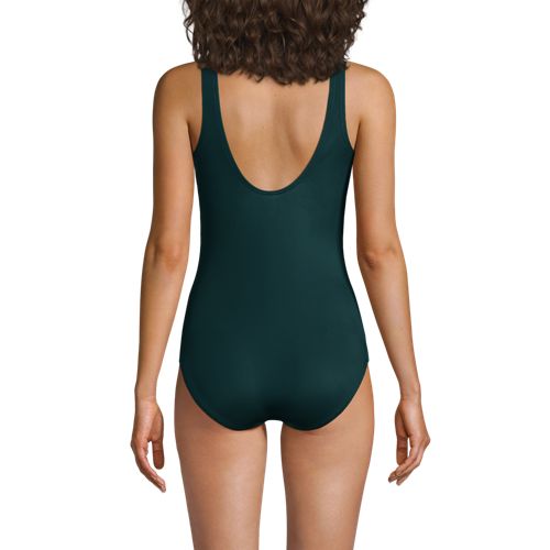  Lands' End Gemusterter Komfort-badeanzug Chlorresistent Mit Soft Cups, Damen, Größe:34 Regular, Grün, Nylon-mischung, By Lands' End 