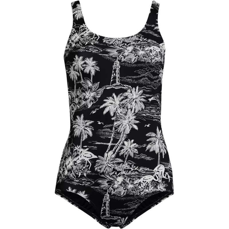 Women's Petite Tugless Low Leg One Piece Swimsuit, Front