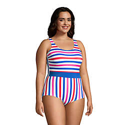 Women's Plus Size Chlorine Resistant Scoop Neck Soft Cup Tugless Sporty One Piece Swimsuit Print, alternative image