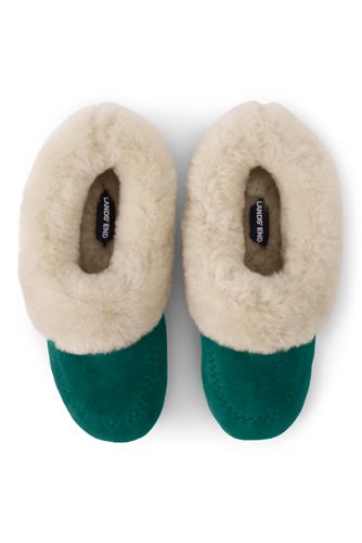 Women's Suede Slippers with Shearling Collar 