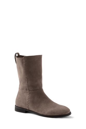 suede mid calf boots flat