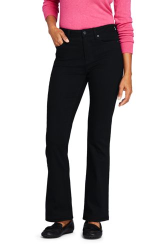 Women S Mid Rise Bootcut Jeans Black Lands End