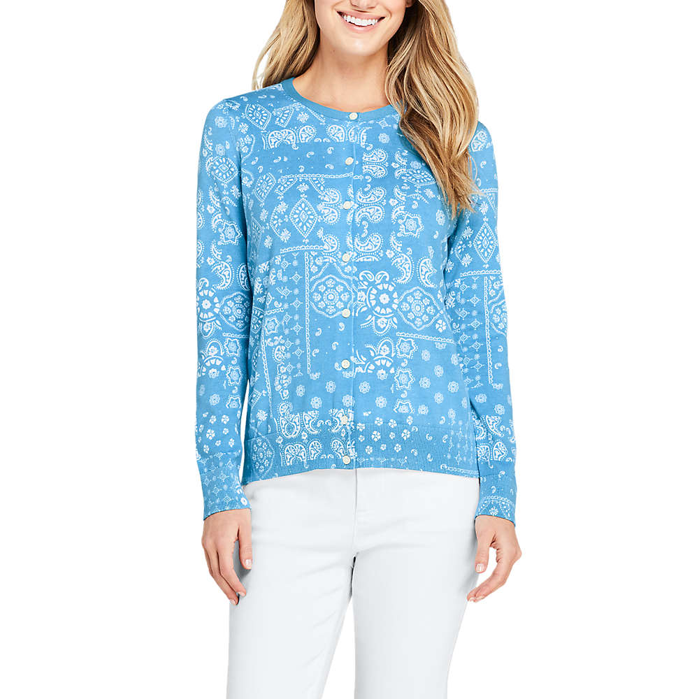 Women's Supima Cotton Cardigan Sweater - Print , Front