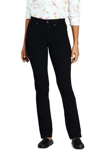 Women S Mid Rise Straight Leg Jeans Black Lands End