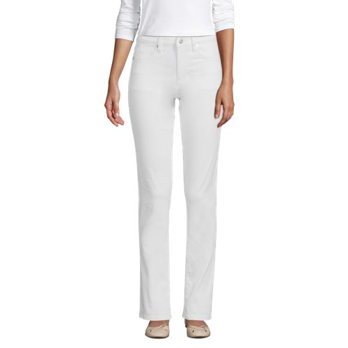  Lands' End Unifarbene Straight Fit Jeans Mid Waist, Damen, Größe:34 71 Petite, Weiß, Elasthan/baumwoll-mischung/polyester-mischung, By Lands' End 