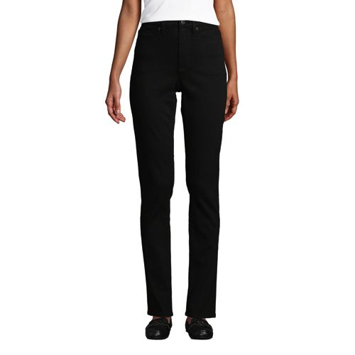 Schwarze Shaping Jeans, Straight Fit High Waist für Damen in Petite-Größe
