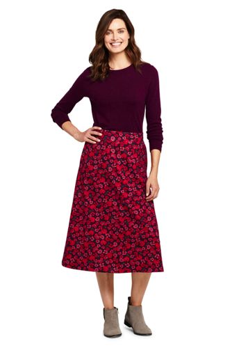 Women's Print Ponte Knit Boot Midi Skirt from Lands' End