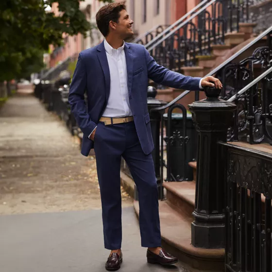 Men's Comfort Waist Year'rounder Stretch Wool Dress Pants - primary