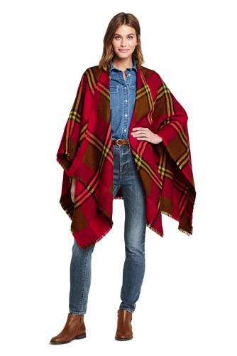 plaid shawl with sleeves