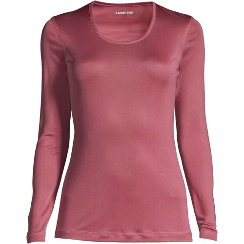 Lands' End Women's Petite Silk Interlock Thermal Long Underwear Top Base  Layer Crewneck Shirt - Small - Black : Target