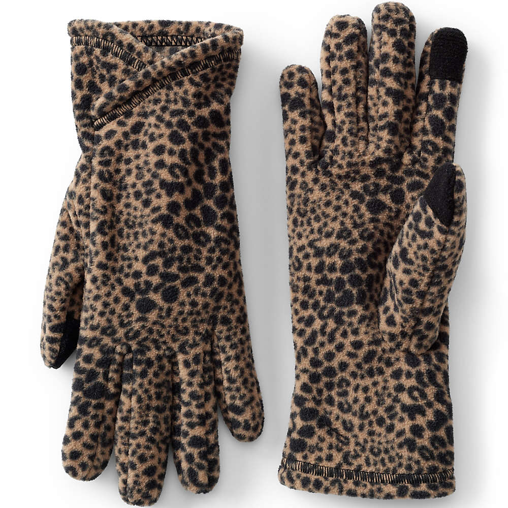 Ladies 100% Cotton Touch Screen Gloves One Size Stylish Warm Winter Fleece Lined 