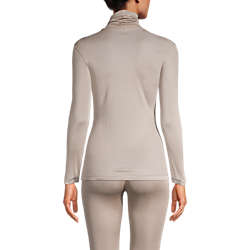Women's Silk Interlock Thermal Long Underwear Base Layer Turtleneck Top, Back