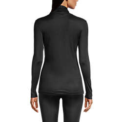 Women's Silk Interlock Thermal Long Underwear Base Layer Turtleneck Top, Back