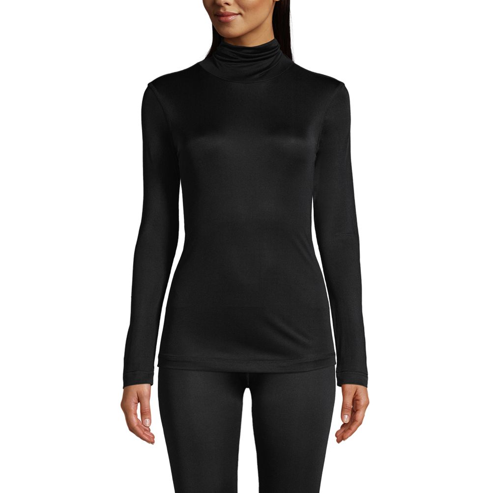 Women's Silk Interlock Thermal Long Underwear Base Layer Turtleneck Top