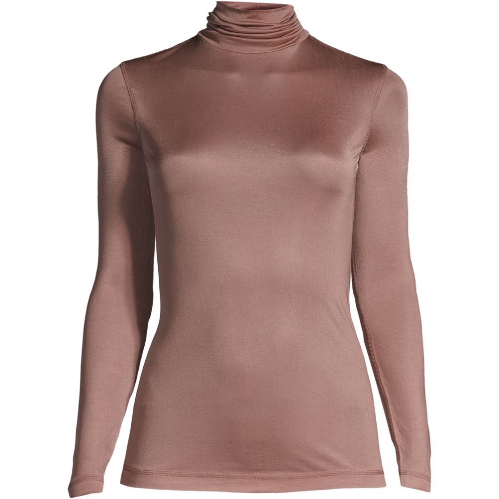 Women Turtleneck Mulberry Silk Underwear Stretchy Long Sleeve T Shirt Layer  Top