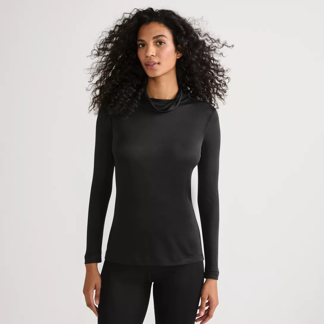 Women's Silk Interlock Turtleneck Long Underwear Top