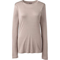 Women's Plus Size Silk Interlock Thermal Long Underwear Base Layer Crewneck Shirt, Front