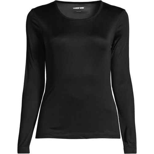 Women's Silk Interlock Long Sleeve Crewneck Long Underwear Top | Lands' End