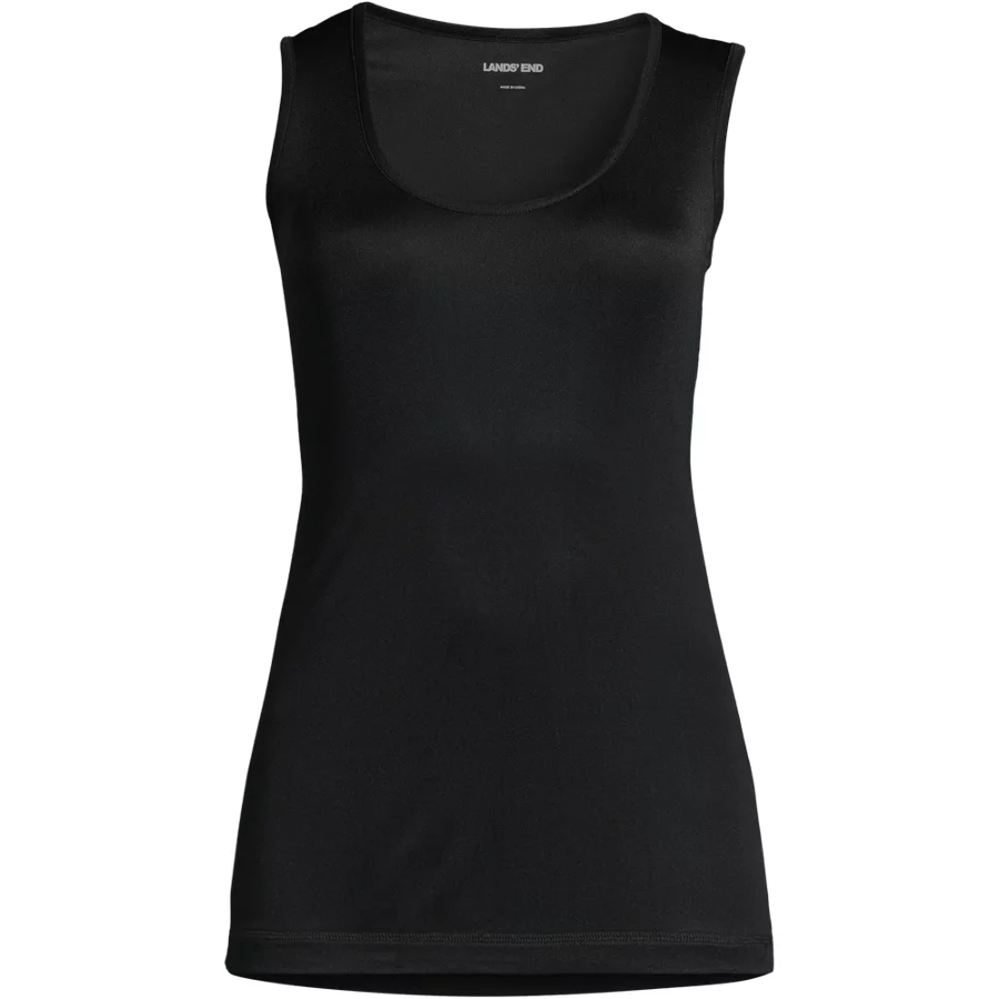 Women's Silk Interlock Tank Top Sleeveless Long Underwear Top view 3
