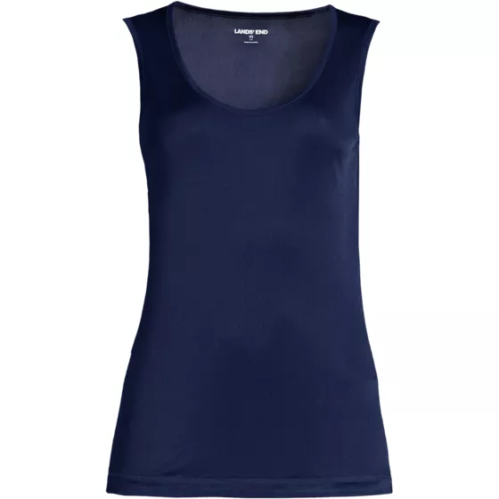 Women's Plus Silk Interlock Tank Top Sleeveless Long Underwear Top - primary