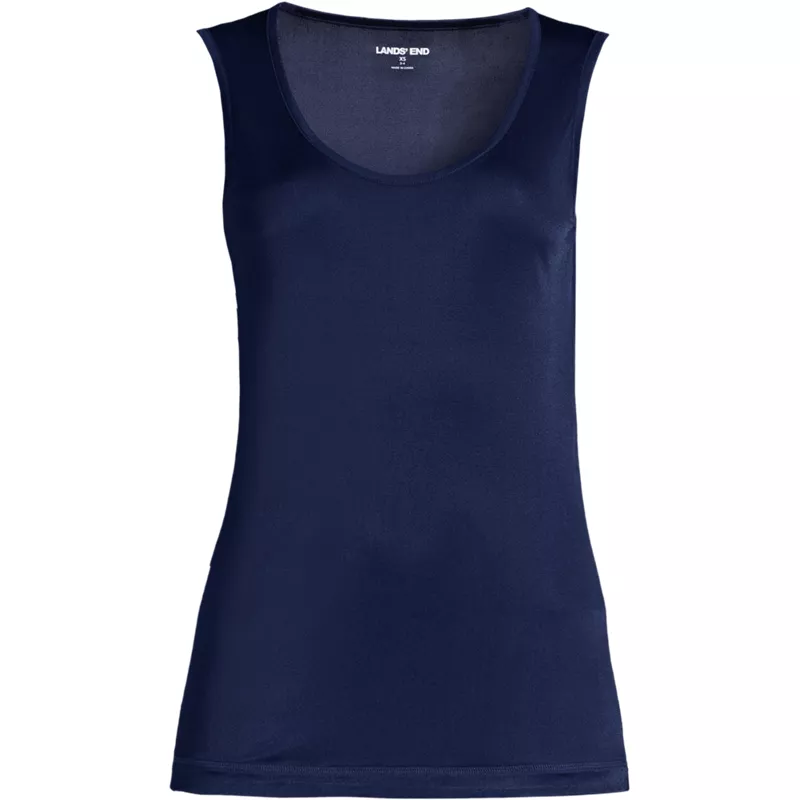 Women's Plus Size Silk Interlock Thermal Long Underwear Base Layer Tank Top, Front