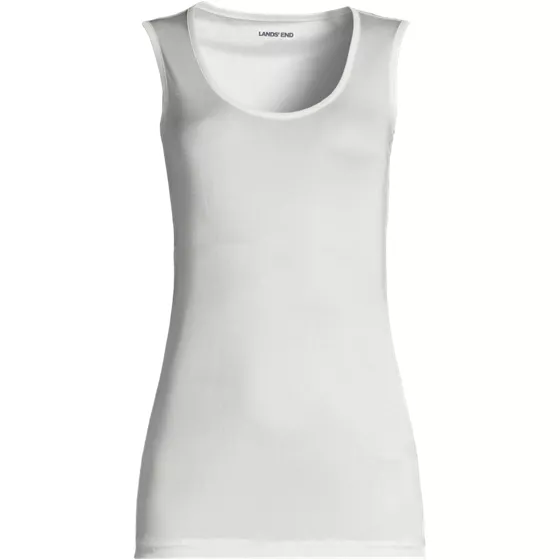 Women's Plus Silk Interlock Tank Top Sleeveless Long Underwear Top - primary