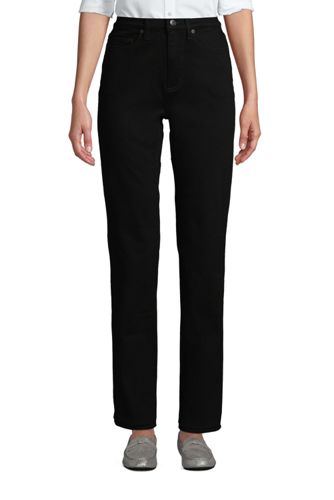 high rise black straight leg jeans