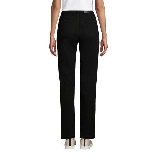 Women's Straight Leg Jeans, High Waisted - Black | Lands' End