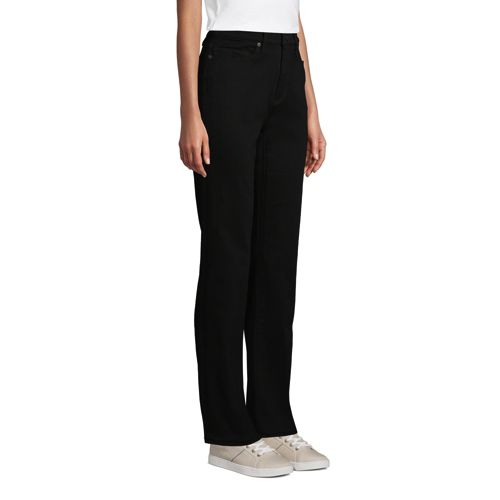 Women's Straight Leg Jeans, High Waisted Black Lands' End