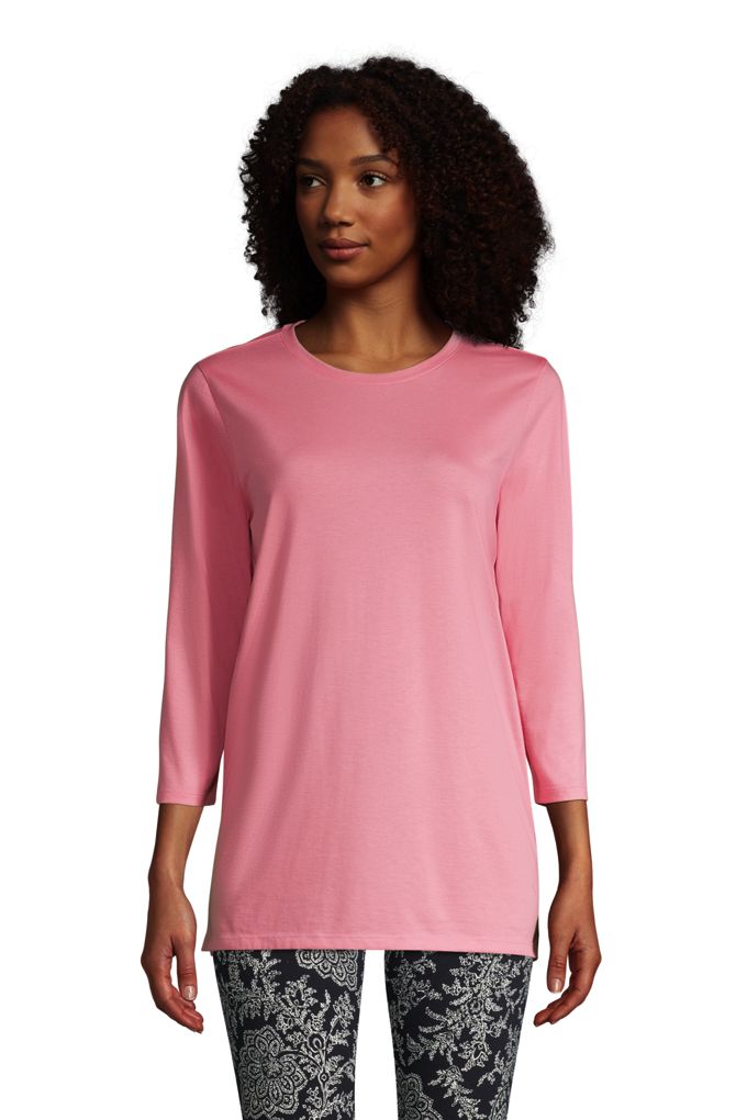 Lands' EndWomen's 3/4 Sleeve Supima Cotton Crewneck Tunic - Lands' End ...