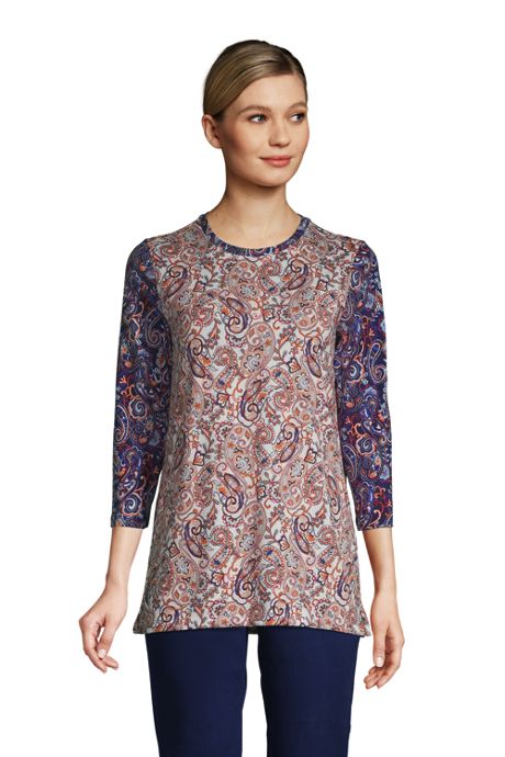 QYM Womens Long Sleeve Floral Print Casual Loose Tops Tunic Blouse Shirt 