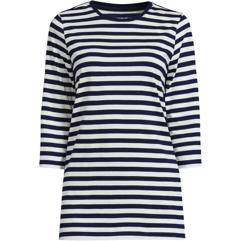 Women's Petite 3/4 Sleeve Cotton Supima Tunic, Front
