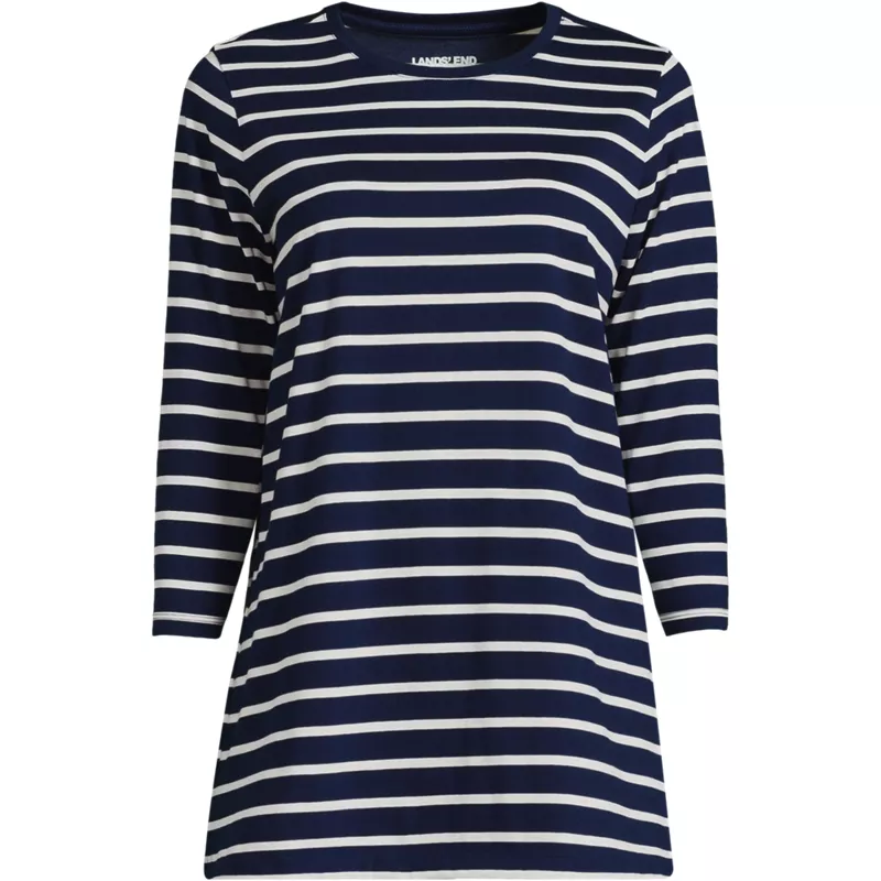 Women's Petite 3/4 Sleeve Cotton Supima Tunic, Front