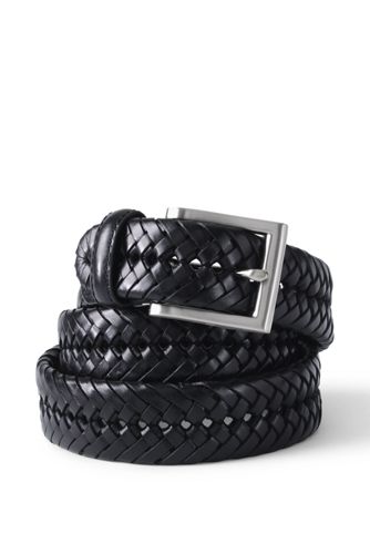 mens black braided leather belt