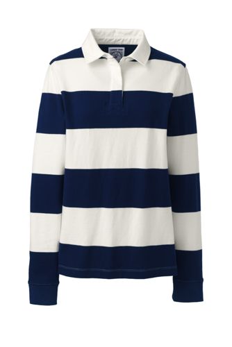 women's striped rugby polo shirt