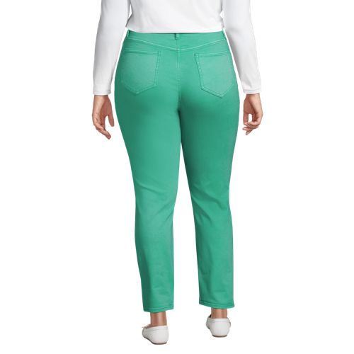  Lands' End Slim Fit öko Jeans High Waist, Damen, Größe:48 Plus, Grün, Elasthan/baumwoll-mischung/polyester-mischung, By Lands' End 