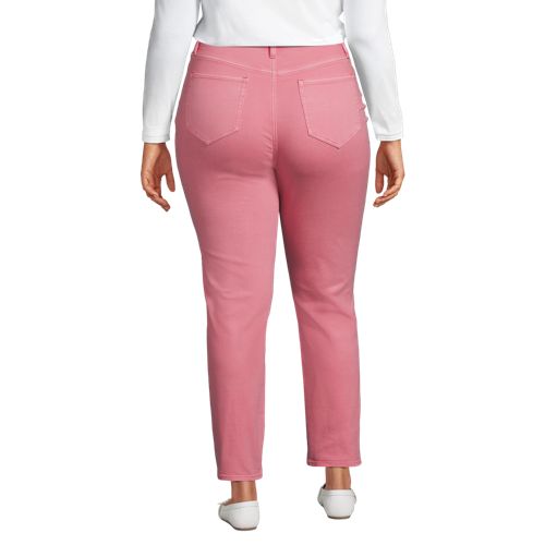  Lands' End Slim Fit öko Jeans High Waist, Damen, Größe:48 Plus, Pink, Elasthan/baumwoll-mischung/polyester-mischung, By Lands' End 