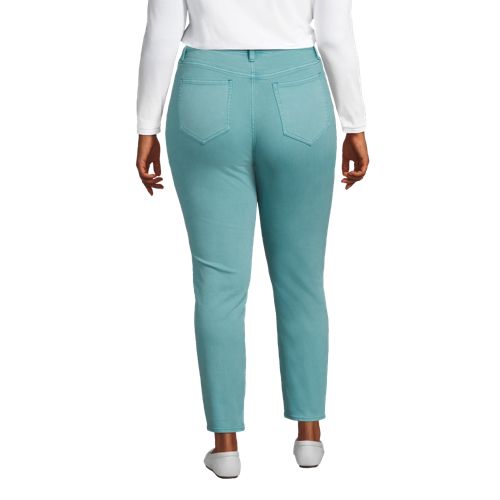  Lands' End Slim Fit öko Jeans High Waist, Damen, Größe:48 Plus, Blau, Elasthan/baumwoll-mischung/polyester-mischung, By Lands' End 