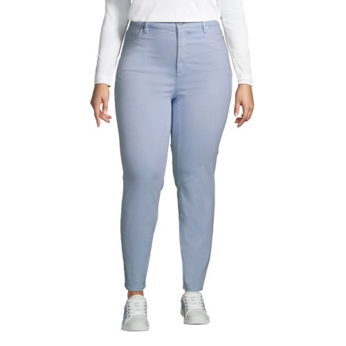  Lands' End Slim Fit öko Jeans High Waist, Damen, Größe:48 Plus, Blau, Elasthan/baumwoll-mischung/polyester-mischung, By Lands' End 