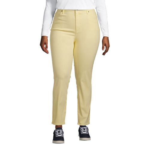  Lands' End Slim Fit öko Jeans High Waist, Damen, Größe:48 Plus, Gelb, Elasthan/baumwoll-mischung/polyester-mischung, By Lands' End 