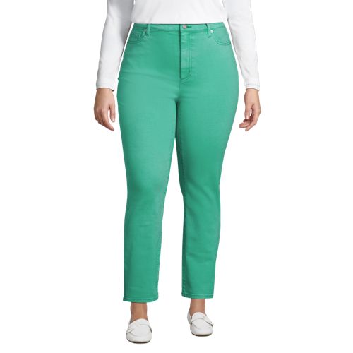  Lands' End Slim Fit öko Jeans High Waist, Damen, Größe:48 Plus, Grün, Elasthan/baumwoll-mischung/polyester-mischung, By Lands' End 
