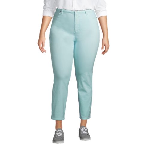  Lands' End Slim Fit öko Jeans High Waist, Damen, Größe:48 Plus, Blau, Elasthan/baumwoll-mischung/polyester-mischung, By Lands' End 