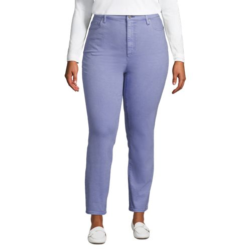  Lands' End Slim Fit öko Jeans High Waist, Damen, Größe:48 Plus, Lila, Elasthan/baumwoll-mischung/polyester-mischung, By Lands' End 