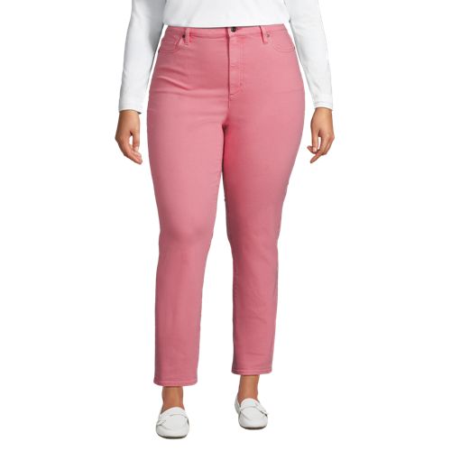  Lands' End Slim Fit öko Jeans High Waist, Damen, Größe:48 Plus, Pink, Elasthan/baumwoll-mischung/polyester-mischung, By Lands' End 