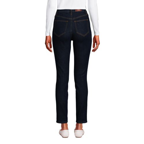  Lands' End Slim Fit öko Jeans High Waist, Damen, Größe:42 Regular, Blau, Elasthan/baumwoll-mischung/polyester-mischung, By Lands' End 