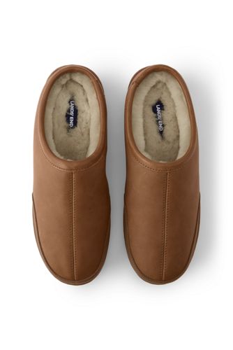 mens leather slippers with shearling lining
