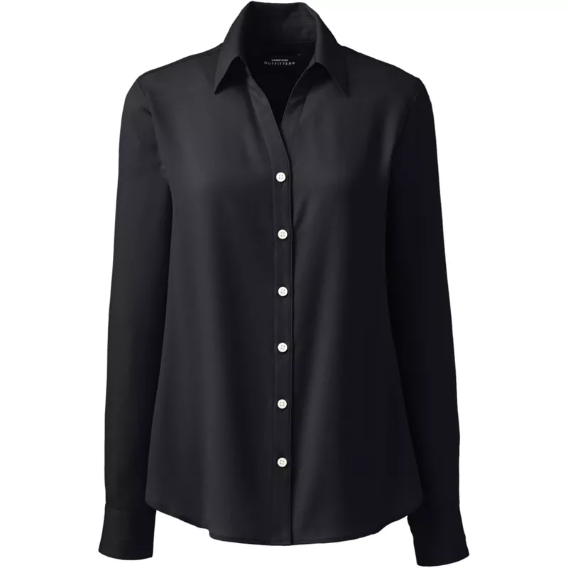 Women's Plus Size Long Sleeve Crepe Blouse, Front